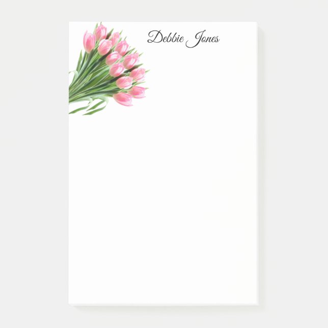 Bloco De Notas Tulipas Cor-de-Rosa postadas (Frente)