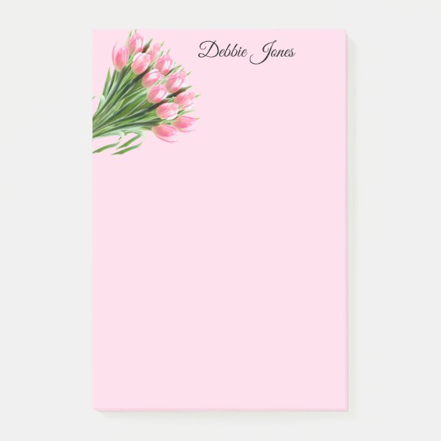 Bloco De Notas Tulipas Cor-de-Rosa postadas (Frente)