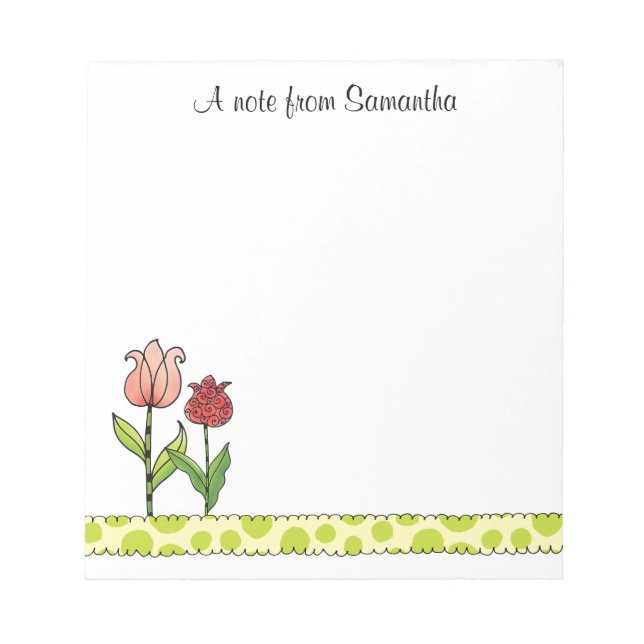 Bloco De Notas Tulipas Vermelhas e Rosas Personalizadas 5.5 x 6 (Frente)