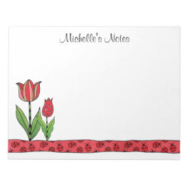Bloco De Notas Tulipas Vermelhas Personalizadas 11 x 8,5