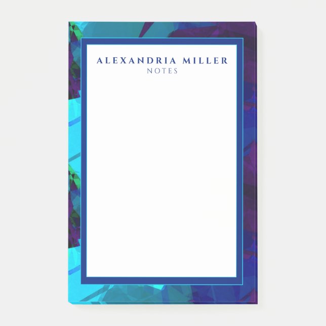 Bloco De Notas Turquesa Azul Abstrato moderna e Roxo (Frente)