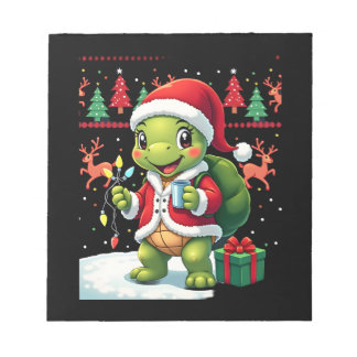 Bloco De Notas Turtle Xmas Lights Ugly Santa Turtle Christmas Tan
