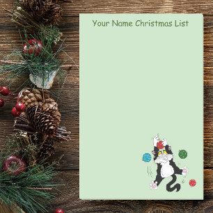 Bloco De Notas Tuxedo Black White Christmas Cat