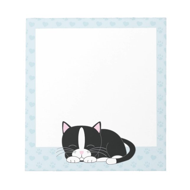 Bloco De Notas Tuxedo Sonolento Cat {blue} (Frente)