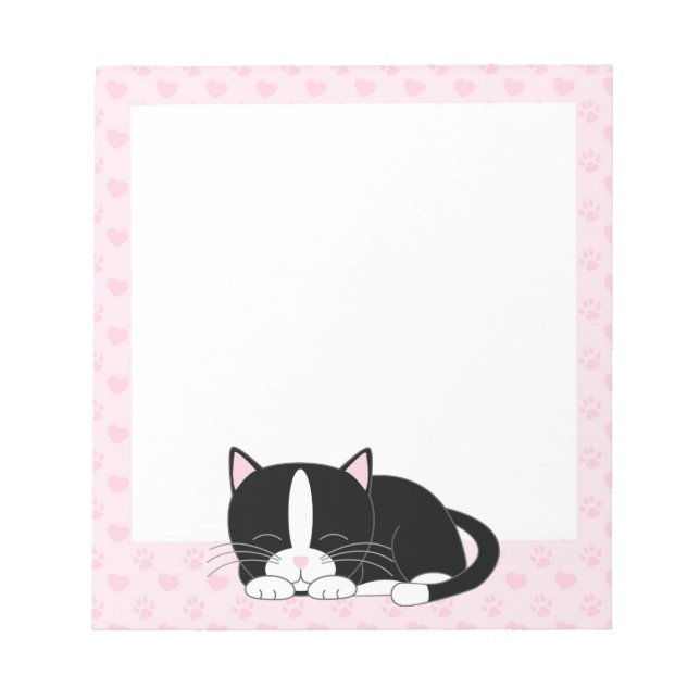 Bloco De Notas Tuxedo Sonolento Cat {rosa} (Frente)