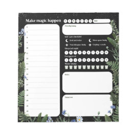 Bloco De Notas Ultimate Wellness Planner – Dark Floral Notepad
