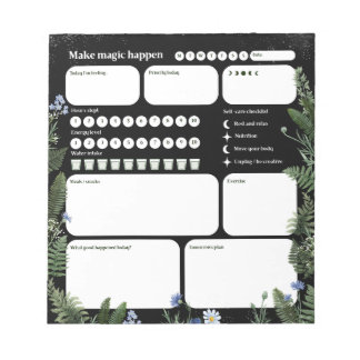 Bloco De Notas Ultimate Wellness Planner – Dark Floral Whimsical 