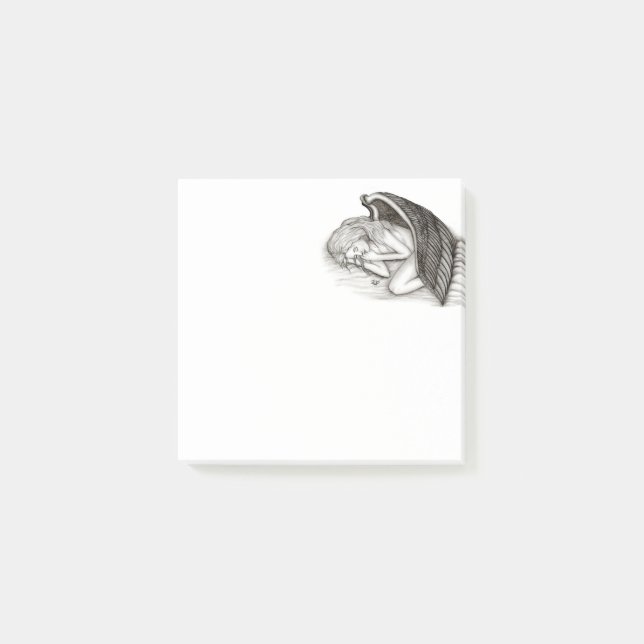 Bloco De Notas Um anjo adormecido, Design preto e branco (Frente)