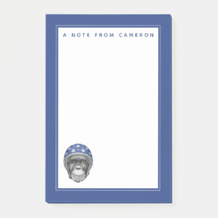 Bloco De Notas Um cavaleiro da motocicleta do chimpanzé