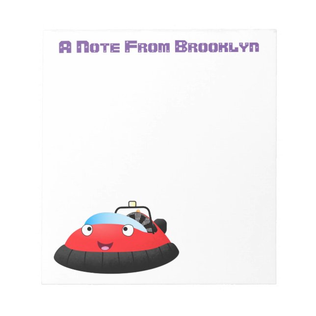 Bloco De Notas Um desenho animado de hovercraft, vermelho e bonit (Frente)