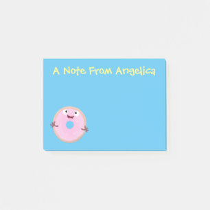 Bloco De Notas Um desenho animado de rosquinha de cor rosa-claro