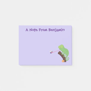 Bloco De Notas Um desenho animado verde-feliz chameleon lagarto