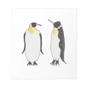 Bloco De Notas Um desenho da tinta do casal do pinguim