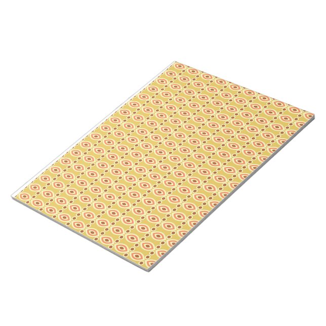 Bloco De Notas um fundo laranja e amarelo com círculos (Inclinado)