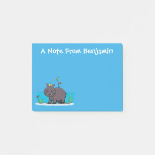 Bloco De Notas Um hipopótamo bonito com cartografia de saudação d