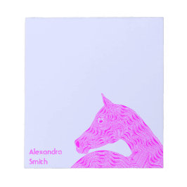 Bloco De Notas Uma Cabeça de Cavalo Árabe Rosa Personalizada Azul