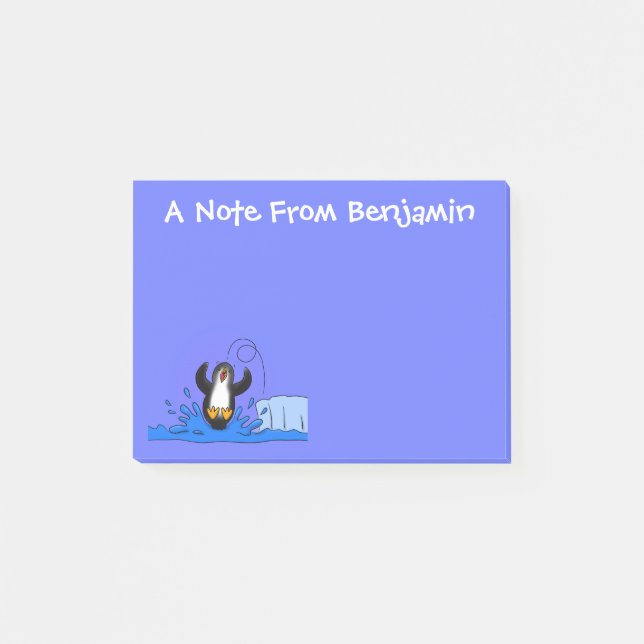 Bloco De Notas Uma ilustração de desenho animado de pinguins de s (Frente)
