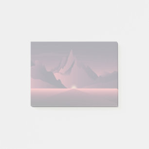 Bloco De Notas Uma ilustração de pôr do sol na montanha