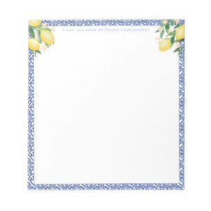 Bloco De Notas Uma Mensagem De Azulejos Azuis Italianos Limões