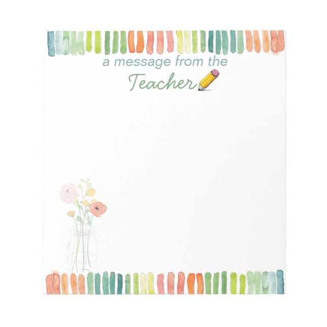 Bloco De Notas Uma mensagem do Painel de Notas do Professor (Frente)