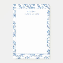 Bloco De Notas Uma Nota De | Nota Floral Azul Chinoiserie