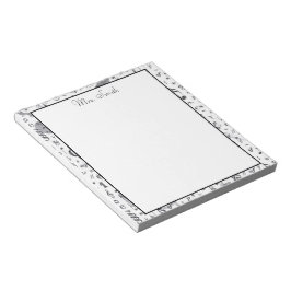 Bloco De Notas Uma nota do Black and White Vintage Music Note