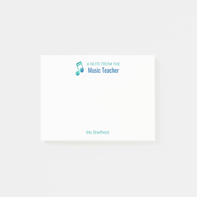 Bloco De Notas Uma nota do Musical personalizado do professor de (Frente)