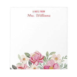 Bloco De Notas Uma Nota Do Nome Personalizado Flor De Aquarela Fl