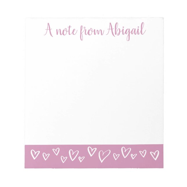 Bloco De Notas Uma nota do Personalizado Stationery Hearts Lilac (Frente)