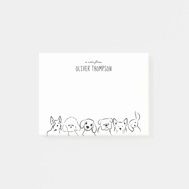 Bloco De Notas Uma Nota Do Posto De Desenhos De Animais Cachorros (Frente)