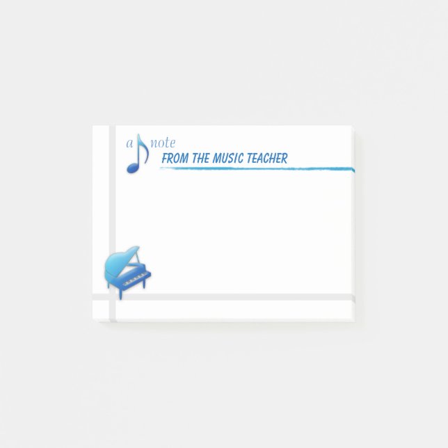 Bloco De Notas Uma nota do professor de música (notas pegajosas) (Frente)