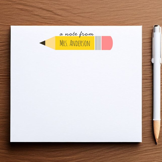 Bloco De Notas Uma Nota do Professor Tema Lápis (A Note from the Teacher Appreciation Gift Personalized)
