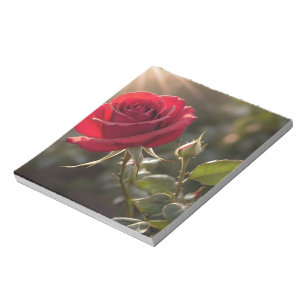 Bloco De Notas Uma rosa vermelha vibrante, simbolizando amor e pa