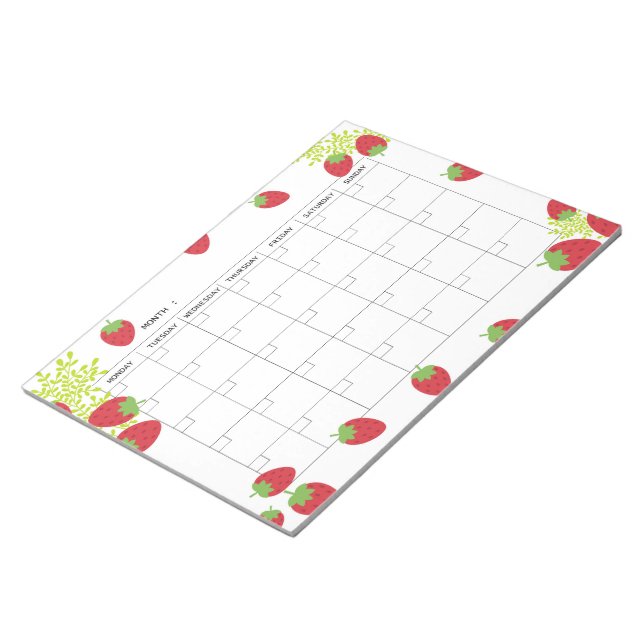 Bloco De Notas Undated Minimal Strawberry Monthly Planner  (Inclinado)