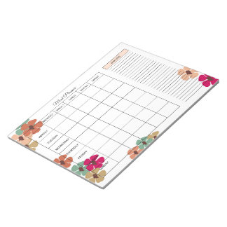 Bloco De Notas Undated Weekly Meal Planner with Shopping List
