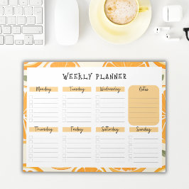 Bloco De Notas Undated Weekly Planner with Orange Slice Border