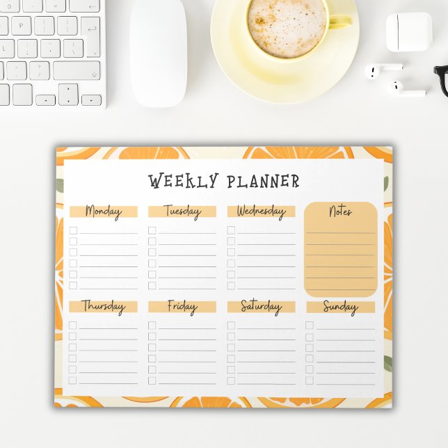 Bloco De Notas Undated Weekly Planner with Orange Slice Border (Criador carregado)