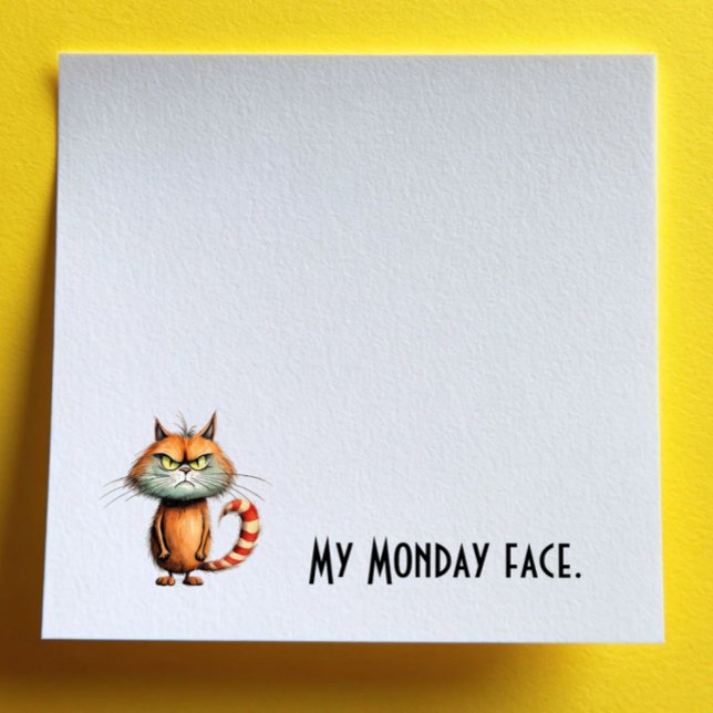 Bloco De Notas Unhappy Orange Cartoon Cat My Monday Face (Criador carregado)