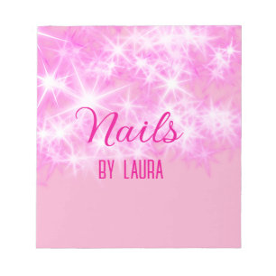 Bloco De Notas unhas brilhantes rosa pastel adicionam nome site q
