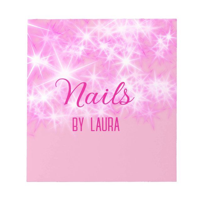 Bloco De Notas unhas brilhantes rosa pastel adicionam nome site q (Frente)