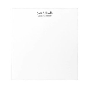 Bloco De Notas Único Elegante Simples Branco Especial