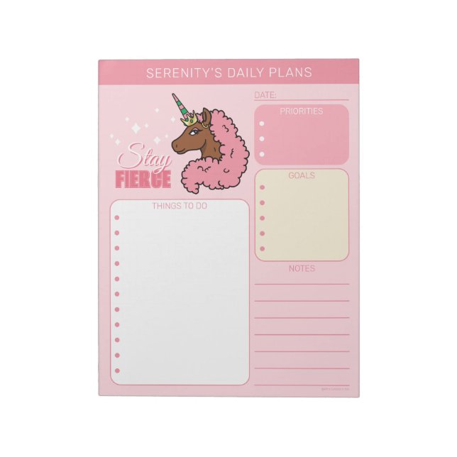 Bloco De Notas Unicórnio Afro Rosa Claro (Invertido)