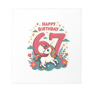 Bloco De Notas Unicórnio Arco-íris Cartoon Fofo Aniversário de 67