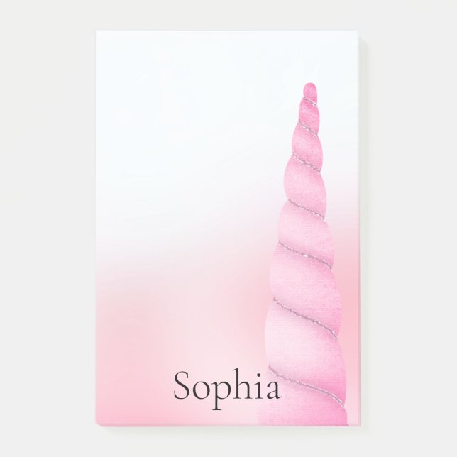 Bloco De Notas Unicórnio Branco Rosa (Frente)