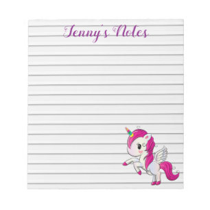 Bloco De Notas unicórnio de desenho, personalizado