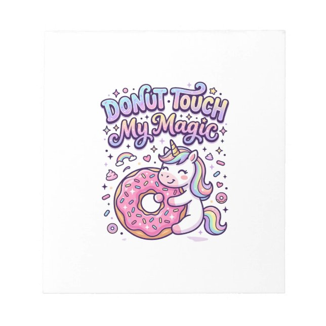 Bloco De Notas Unicórnio Donut Toque no Meu Presente Mágico Stick (Frente)