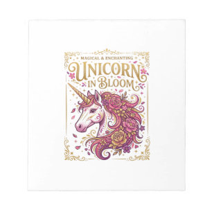 Bloco De Notas Unicórnio em Flor Desenho Elegante Zazzle_1