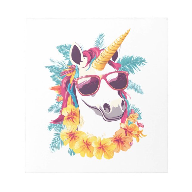 Bloco De Notas Unicórnio Havaiano Aloha (Frente)