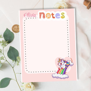 Bloco De Notas Unicórnio Mágico Arco-íris Personalizado fofo
