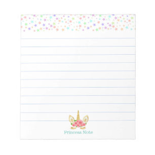 Bloco De Notas Unicórnio Mágico Fofo & Estrelas Multicoloridas Li